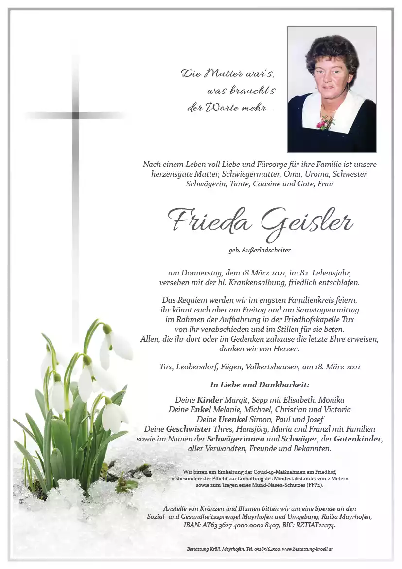 Parte von Frieda Geisler
